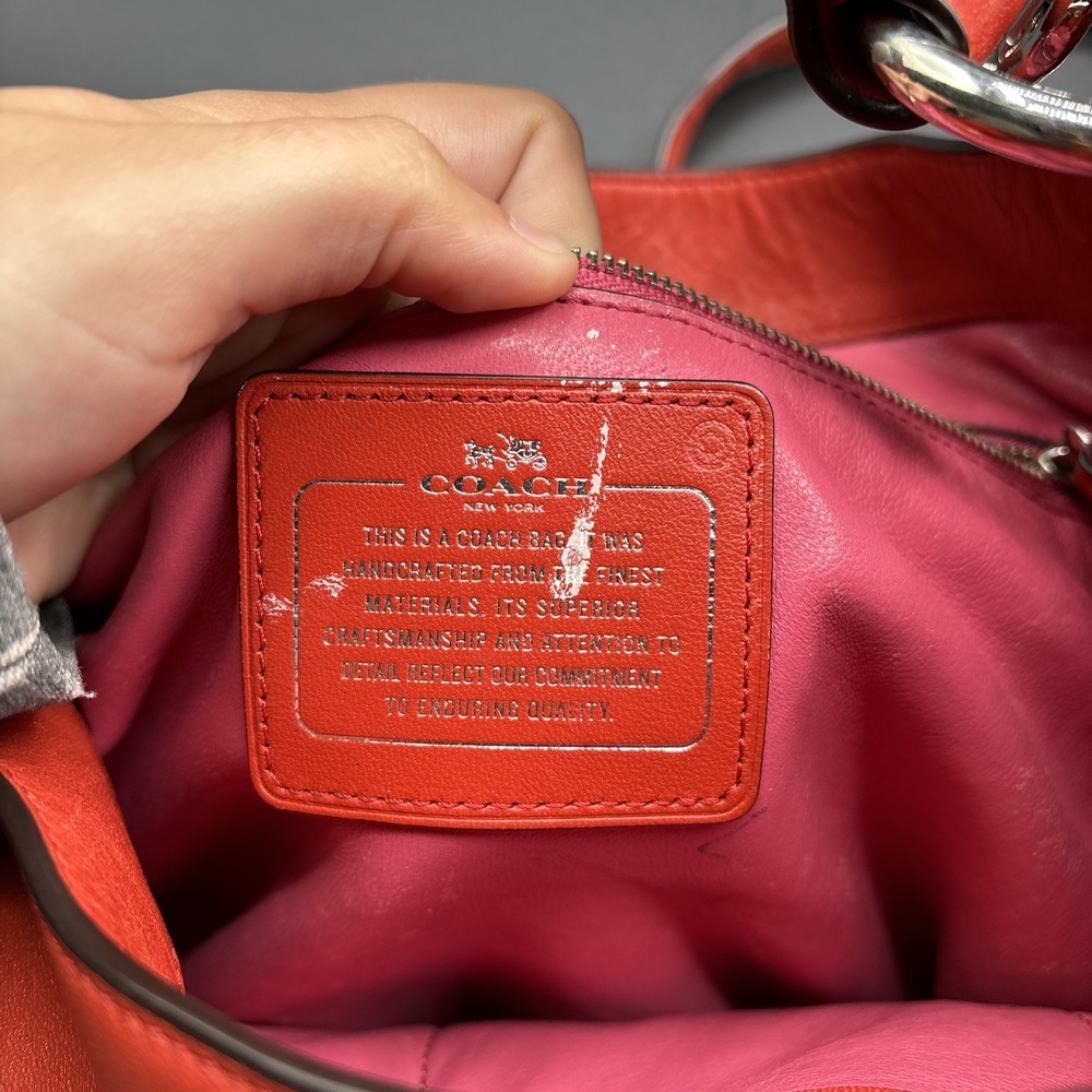 Coach Nomad Hobo Bag Purse Glove tanned Leather Red Crossbody Bag - Picture 15 of 16